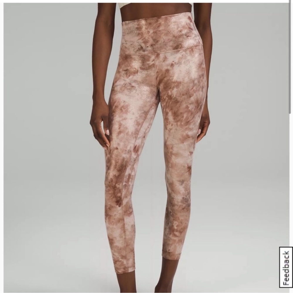 Lululemon Athletica Shimmer Leggings in Rose Gold, Brown and Cream